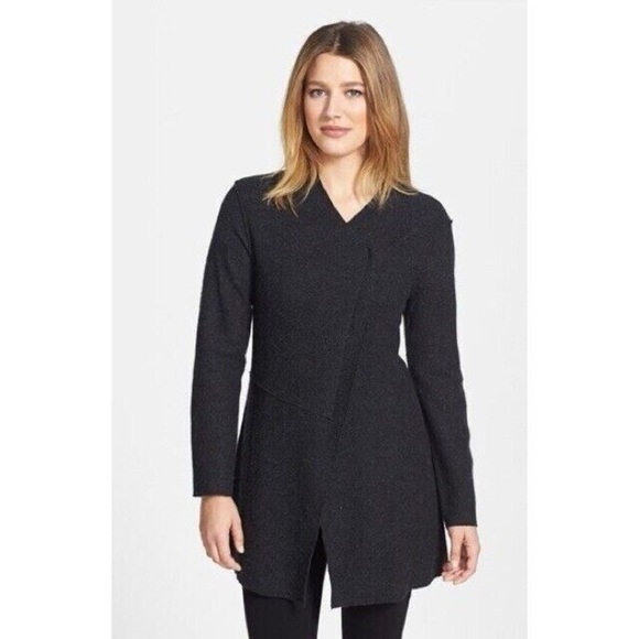 Eileen Fisher Jackets & Blazers - Eileen Fisher 100% Merino Wool Asymmetric Zip Jacket - Charcoal